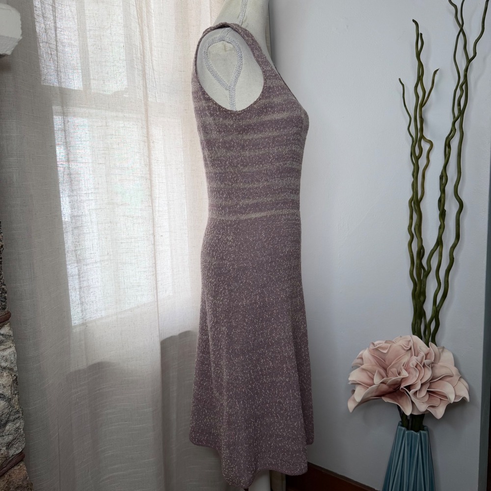 Laura Yang 70s Vintage Mod Swing Dress Purple Knit Eyelet Women's Size Medium - Picture 7 of 11